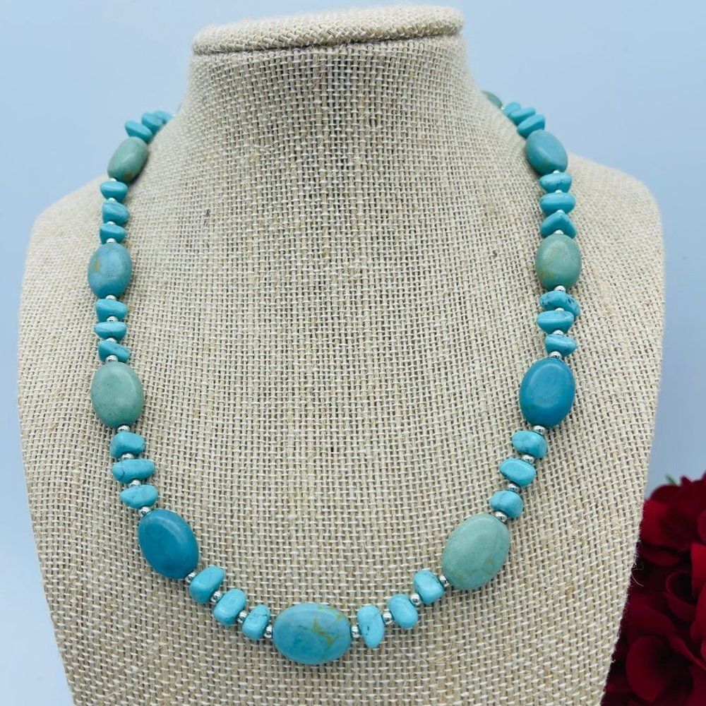 Chaps Turquoise Blue Beaded Boho Bohemian Southwest Necklace
